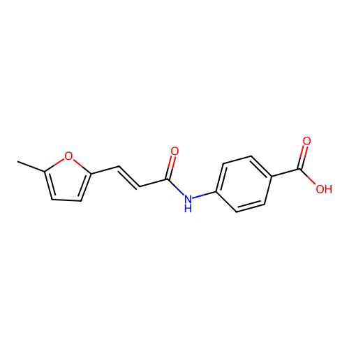 4-{[(2E)-3-(5-methylfuran-2-yl)prop-2-enoyl]amino}benzoic acid structure