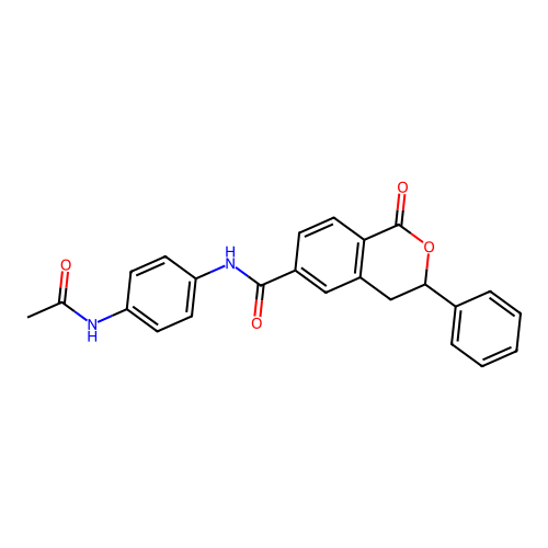 N-(4-acetamidophenyl)-1-oxo-3-phenyl-3,4-dihydroisochromene-6-carboxamide structure