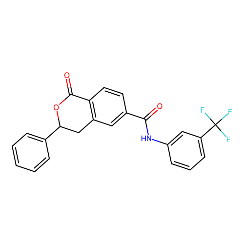 1-oxo-3-phenyl-N-(3-(trifluoromethyl)phenyl)isochroman-6-carboxamide structure