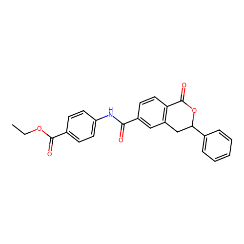 Ethyl 4-[(1-oxo-3-phenyl-3,4-dihydroisochromene-6-carbonyl)amino]benzoate structure