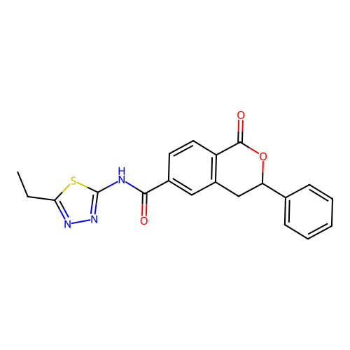 N-(5-ethyl-1,3,4-thiadiazol-2-yl)-1-oxo-3-phenyl-3,4-dihydro-1H-isochromene-6-carboxamide structure