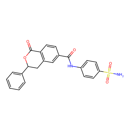 1-oxo-3-phenyl-N-(4-sulfamoylphenyl)isochroman-6-carboxamide structure
