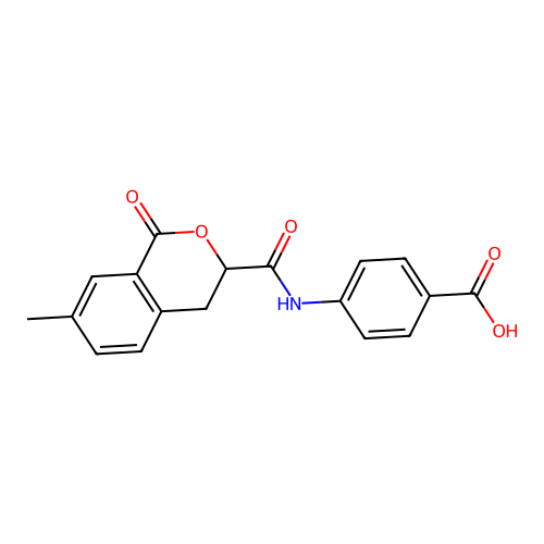 4-[(7-Methyl-1-oxoisochroman-3-yl)carbonylamino]benzoic acid structure