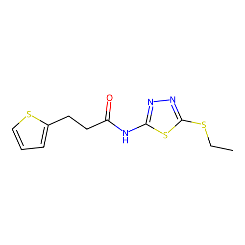 N-[5-(ethylsulfanyl)-1,3,4-thiadiazol-2-yl]-3-(thiophen-2-yl)propanamide structure