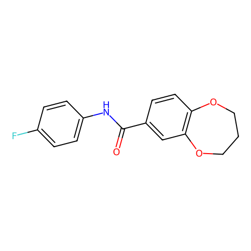 N-(4-fluorophenyl)-3,4-dihydro-2H-1,5-benzodioxepine-7-carboxamide structure