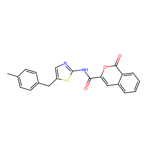 N-[5-[(4-methylphenyl)methyl]-1,3-thiazol-2-yl]-1-oxoisochromene-3-carboxamide structure