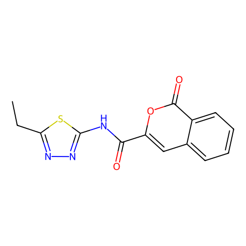 N-(5-ethyl-1,3,4-thiadiazol-2-yl)-1-oxo-1H-isochromene-3-carboxamide structure
