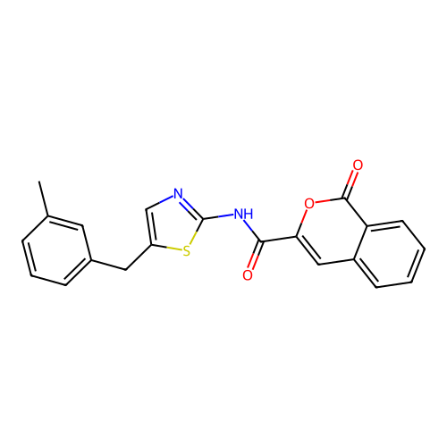 N-(5-(3-methylbenzyl)thiazol-2-yl)-1-oxo-1H-isochromene-3-carboxamide structure