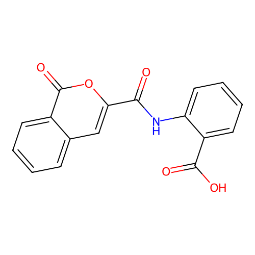 2-{[(1-oxo-1H-isochromen-3-yl)carbonyl]amino}benzoic acid structure