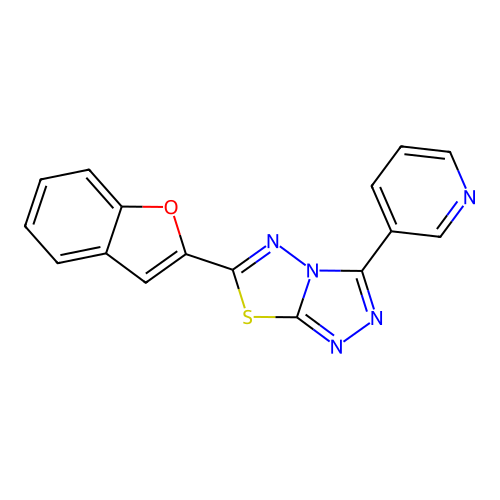 6-(1-Benzofuran-2-yl)-3-(3-pyridinyl)[1,2,4]triazolo[3,4-b][1,3,4]thiadiazole structure