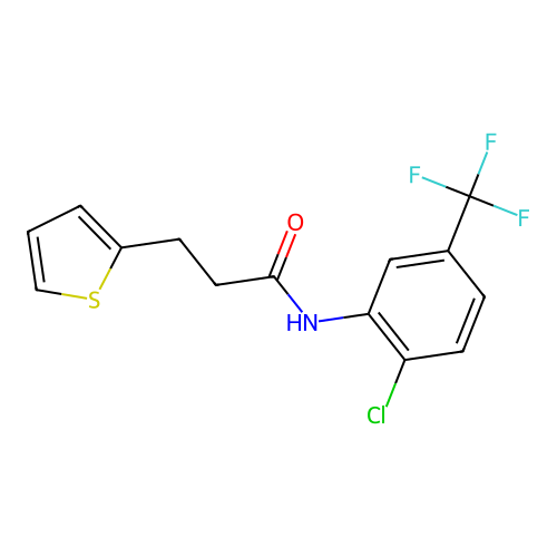 N-[2-chloro-5-(trifluoromethyl)phenyl]-3-thiophen-2-ylpropanamide structure