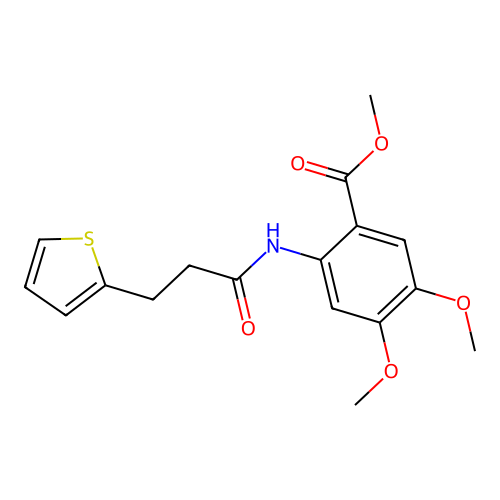 Methyl 4,5-dimethoxy-2-(3-(2-thienyl)propanoylamino)benzoate structure