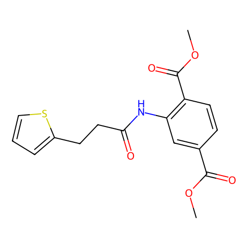 Methyl 4-(methoxycarbonyl)-3-(3-(2-thienyl)propanoylamino)benzoate structure