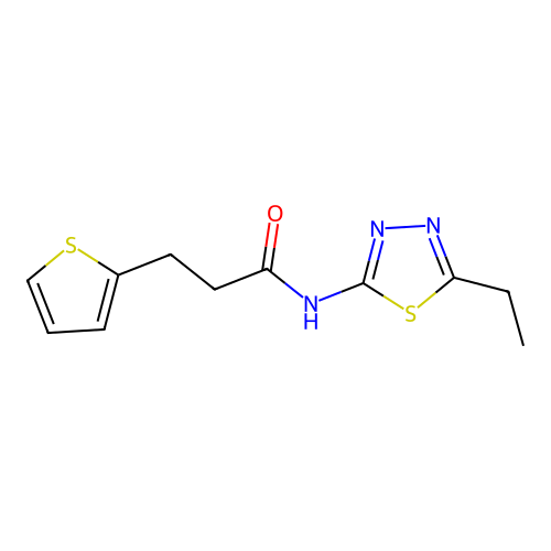 N-(5-ethyl-1,3,4-thiadiazol-2-yl)-3-thiophen-2-ylpropanamide structure