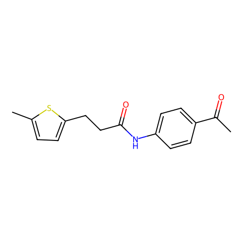 N-(4-acetylphenyl)-3-(5-methylthiophen-2-yl)propanamide structure