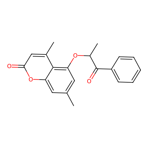 4,7-dimethyl-5-[(1-oxo-1-phenylpropan-2-yl)oxy]-2H-chromen-2-one structure