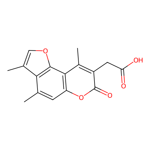 (3,4,9-trimethyl-7-oxo-7H-furo[2,3-f]chromen-8-yl)acetic acid structure