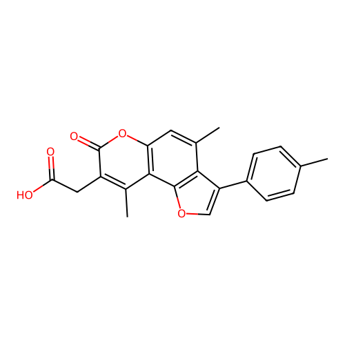 [4,9-dimethyl-3-(4-methylphenyl)-7-oxo-7H-furo[2,3-f]chromen-8-yl]acetic acid structure
