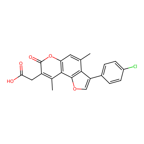 [3-(4-chlorophenyl)-4,9-dimethyl-7-oxo-7H-furo[2,3-f]chromen-8-yl]acetic acid structure