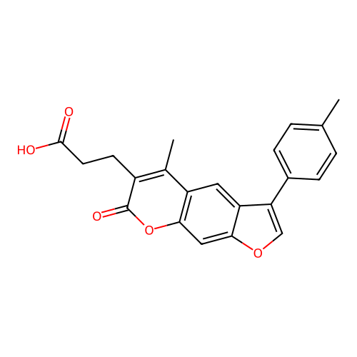 3-[5-methyl-3-(4-methylphenyl)-7-oxo-7H-furo[3,2-g]chromen-6-yl]propanoic acid structure
