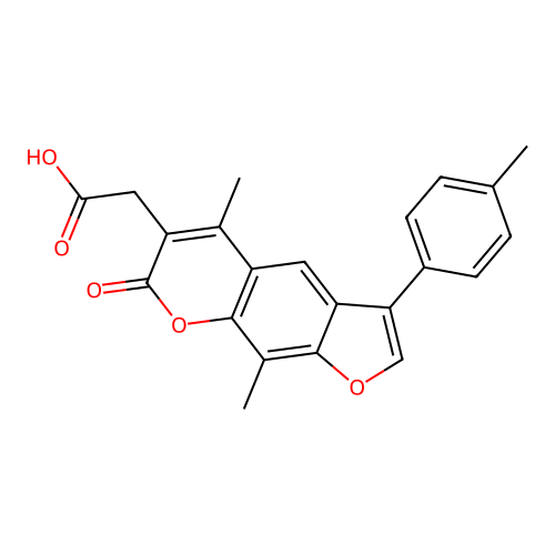 [5,9-dimethyl-3-(4-methylphenyl)-7-oxo-7H-furo[3,2-g]chromen-6-yl]acetic acid structure