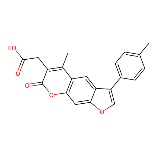 2-[5-methyl-3-(4-methylphenyl)-7-oxo-7H-furo[3,2-g]chromen-6-yl]acetic acid structure