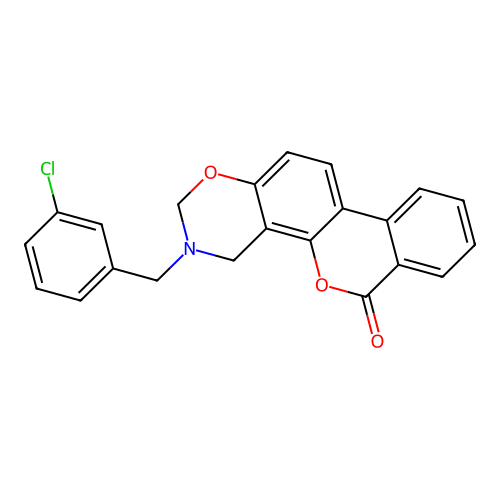 3-(3-chlorobenzyl)-3,4-dihydrobenzo[3,4]chromeno[8,7-e][1,3]oxazin-6(2H)-one structure