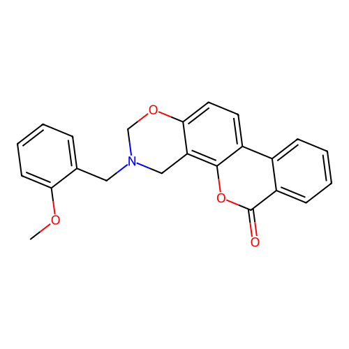 3-(2-methoxybenzyl)-3,4-dihydro-2H,6H-benzo[3,4]chromeno[8,7-e][1,3]oxazin-6-one structure