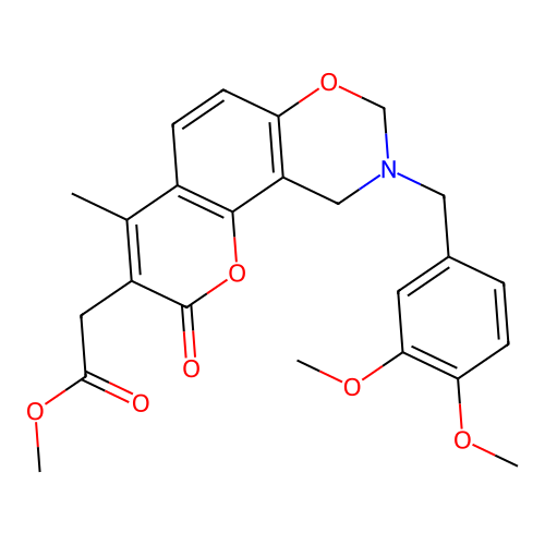methyl 2-(9-(3,4-dimethoxybenzyl)-4-methyl-2-oxo-2,8,9,10-tetrahydrochromeno[8,7-e][1,3]oxazin-3-yl)acetate structure