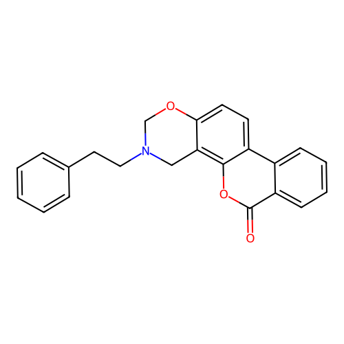 3-phenethyl-3,4-dihydrobenzo[3,4]chromeno[8,7-e][1,3]oxazin-6(2H)-one structure