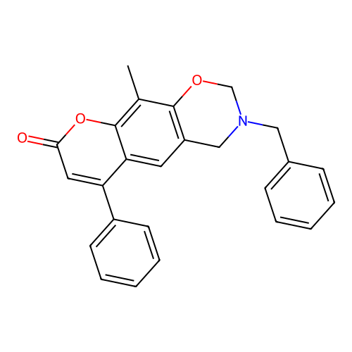 3-benzyl-10-methyl-6-phenyl-3,4-dihydrochromeno[6,7-e][1,3]oxazin-8(2H)-one structure