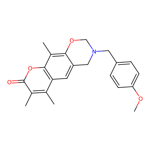 3-(4-methoxybenzyl)-6,7,10-trimethyl-3,4-dihydro-2H,8H-chromeno[6,7-e][1,3]oxazin-8-one structure