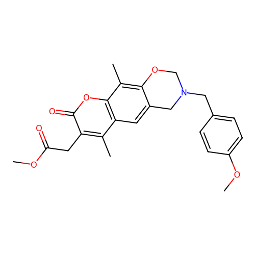 methyl 2-(3-(4-methoxybenzyl)-6,10-dimethyl-8-oxo-2,3,4,8-tetrahydrochromeno[6,7-e][1,3]oxazin-7-yl)acetate structure