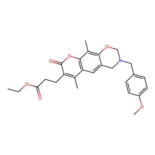 ethyl 3-(3-(4-methoxybenzyl)-6,10-dimethyl-8-oxo-2,3,4,8-tetrahydrochromeno[6,7-e][1,3]oxazin-7-yl)propanoate structure