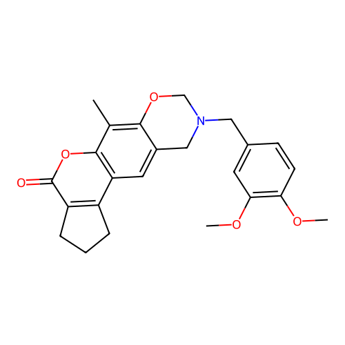 9-(3,4-dimethoxybenzyl)-6-methyl-2,3,9,10-tetrahydro-1H-cyclopenta[3,4]chromeno[6,7-e][1,3]oxazin-4(8H)-one structure