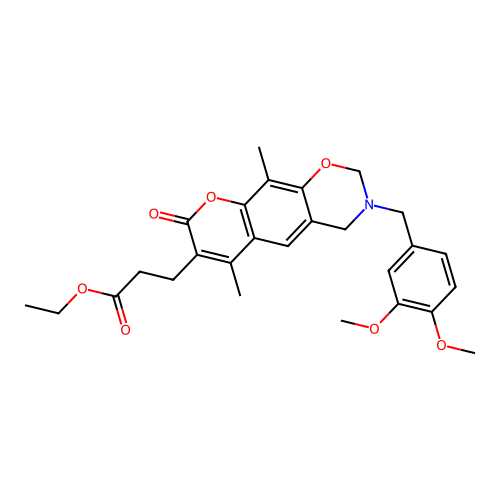 ethyl 3-(3-(3,4-dimethoxybenzyl)-6,10-dimethyl-8-oxo-2,3,4,8-tetrahydrochromeno[6,7-e][1,3]oxazin-7-yl)propanoate structure