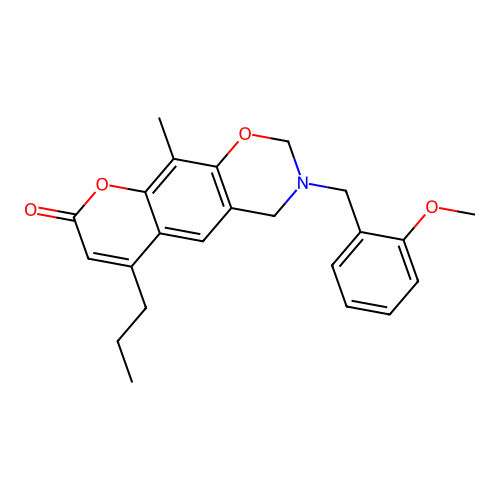 3-(2-methoxybenzyl)-10-methyl-6-propyl-3,4-dihydrochromeno[6,7-e][1,3]oxazin-8(2H)-one structure