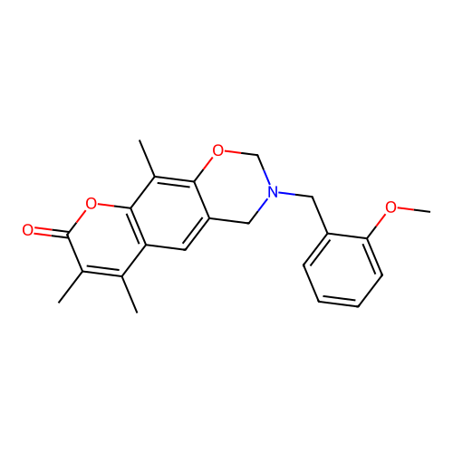 3-(2-methoxybenzyl)-6,7,10-trimethyl-3,4-dihydrochromeno[6,7-e][1,3]oxazin-8(2H)-one structure