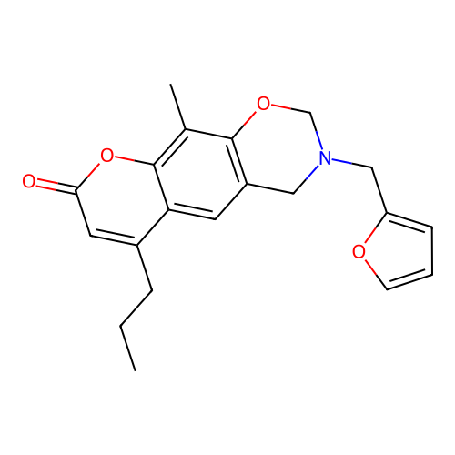 3-(2-furylmethyl)-10-methyl-6-propyl-2H,4H-chromeno[6,7-e]1,3-oxazin-8-one structure