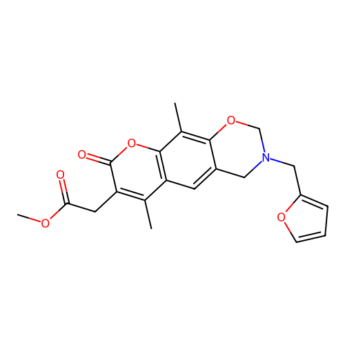 methyl 2-(3-(furan-2-ylmethyl)-6,10-dimethyl-8-oxo-2,3,4,8-tetrahydrochromeno[6,7-e][1,3]oxazin-7-yl)acetate structure