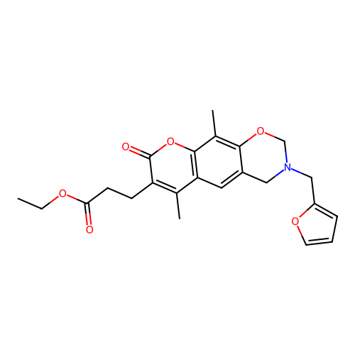 ethyl 3-(3-(furan-2-ylmethyl)-6,10-dimethyl-8-oxo-2,3,4,8-tetrahydrochromeno[6,7-e][1,3]oxazin-7-yl)propanoate structure