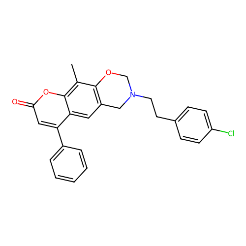 3-(4-chlorophenethyl)-10-methyl-6-phenyl-3,4-dihydrochromeno[6,7-e][1,3]oxazin-8(2H)-one structure