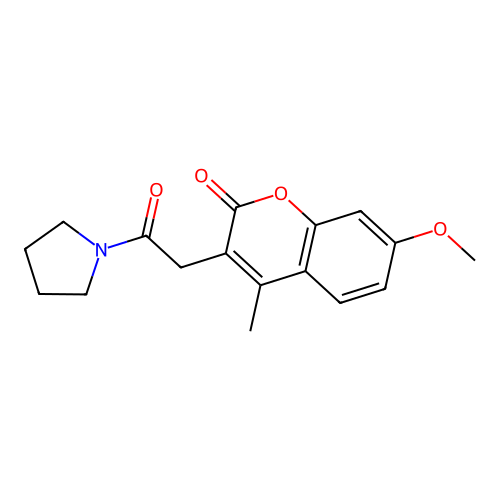 7-Methoxy-4-methyl-3-(2-oxo-2-pyrrolidin-1-ylethyl)chromen-2-one structure