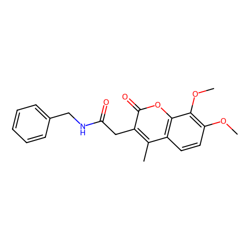 N-benzyl-2-(7,8-dimethoxy-4-methyl-2-oxo-2H-chromen-3-yl)acetamide structure