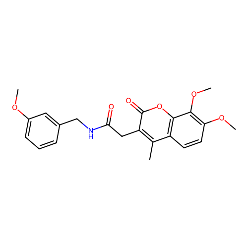 2-(7,8-dimethoxy-4-methyl-2-oxo-2H-chromen-3-yl)-N-(3-methoxybenzyl)acetamide structure