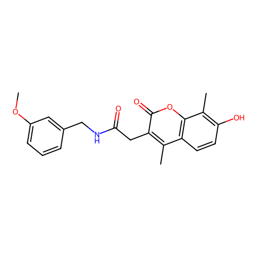 2-(7-hydroxy-4,8-dimethyl-2-oxo-2H-chromen-3-yl)-N-(3-methoxybenzyl)acetamide structure