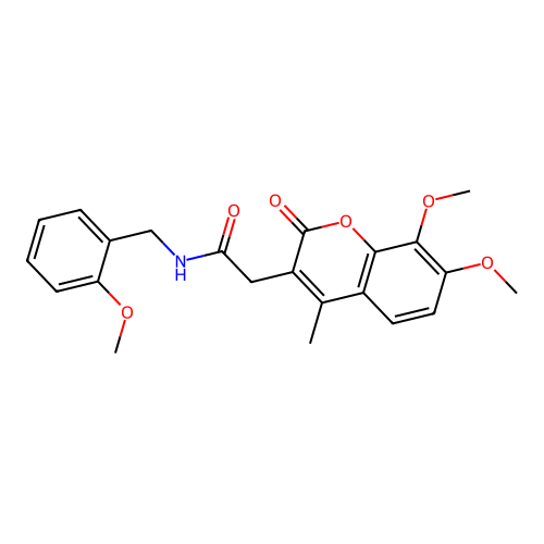 2-(7,8-dimethoxy-4-methyl-2-oxo-2H-chromen-3-yl)-N-(2-methoxybenzyl)acetamide structure