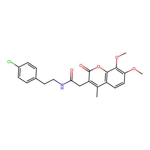 N-[2-(4-chlorophenyl)ethyl]-2-(7,8-dimethoxy-4-methyl-2-oxo-2H-chromen-3-yl)acetamide structure