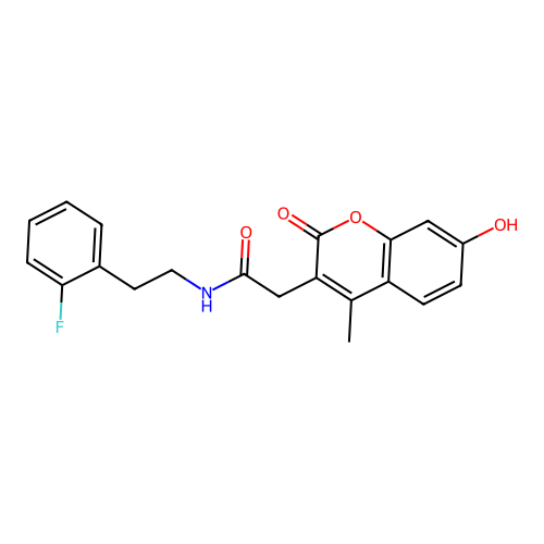 N-[2-(2-fluorophenyl)ethyl]-2-(7-hydroxy-4-methyl-2-oxochromen-3-yl)acetamide structure