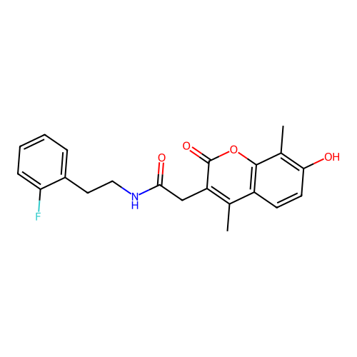 N~1~-(2-fluorophenethyl)-2-(7-hydroxy-4,8-dimethyl-2-oxo-2H-chromen-3-yl)acetamide structure